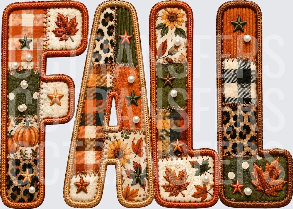 Patchwork Quilt FALL Autumn Word Art (DTF)