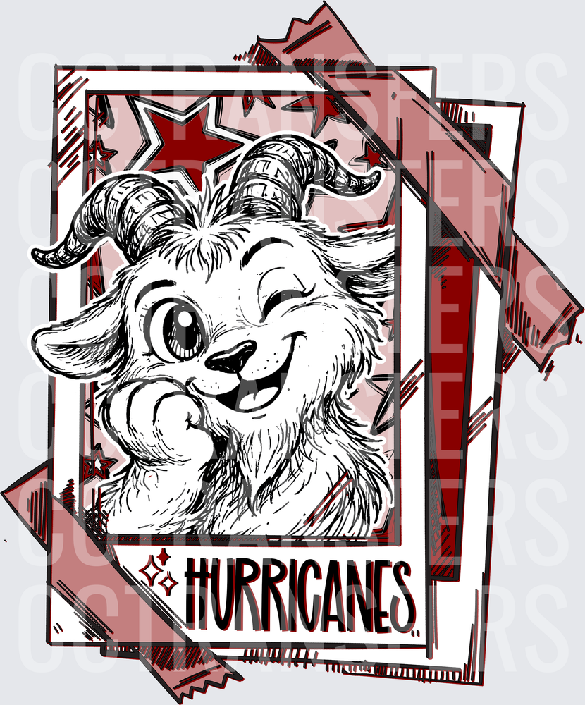 Cute Horned Goat Mascot Hurricanes Stars Sketch (DTF)