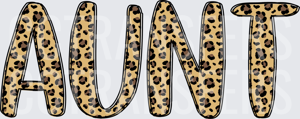Aunt Leopard Print Bold Letter Word Art (DTF)