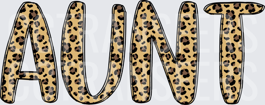 Aunt Leopard Print Bold Letter Word Art (DTF)