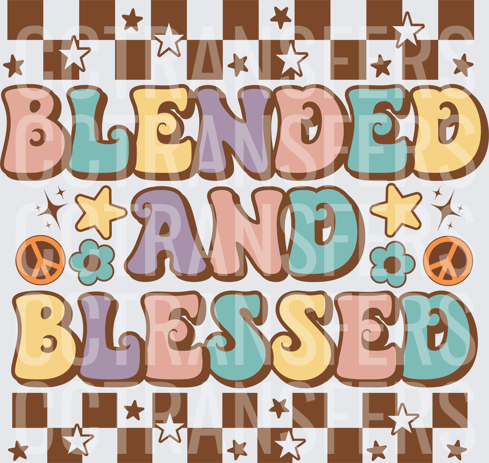 Blended And Blessed Retro Groovy Checkered (DTF)