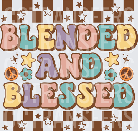 Blended And Blessed Retro Groovy Checkered (DTF)