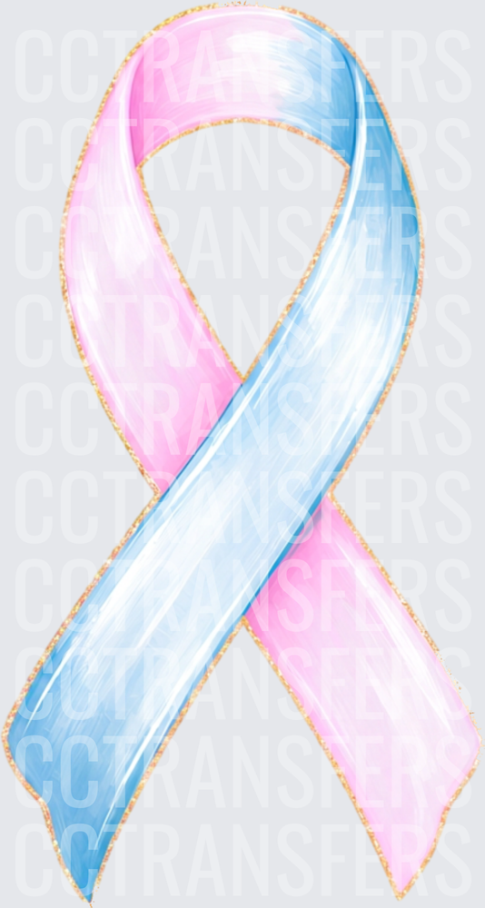 Pink and Blue Glitter Awareness Ribbon (DTF)