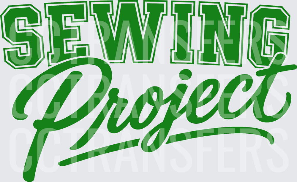 Sewing Project Green Varsity Script Lettering (DTF)