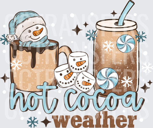 Hot Cocoa Weather Snowman Mug Marshmallows Winter (DTF)