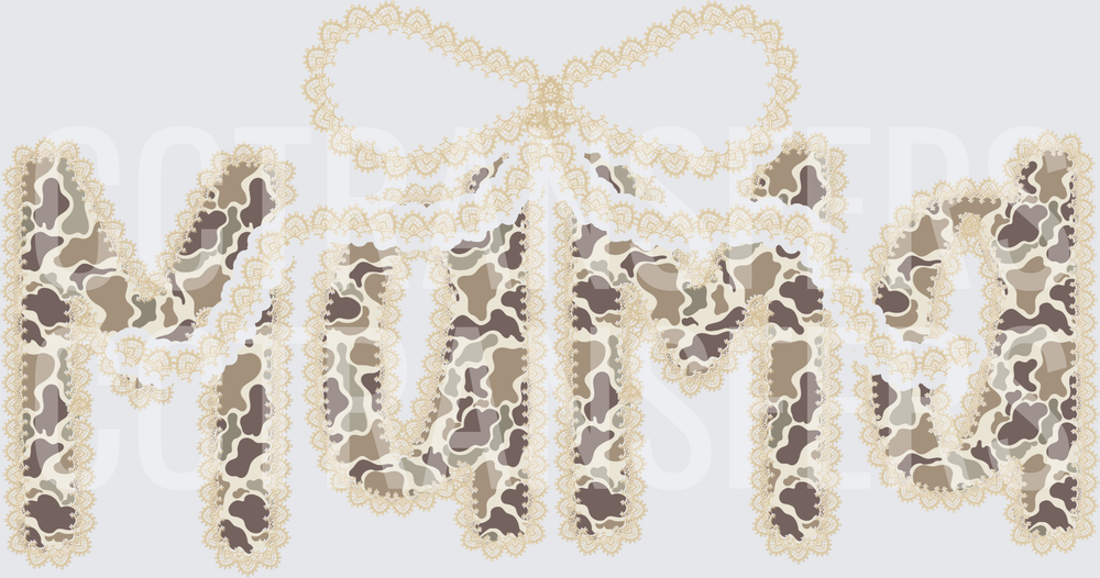 Mama Camo Lace Bow Letter Design (DTF)