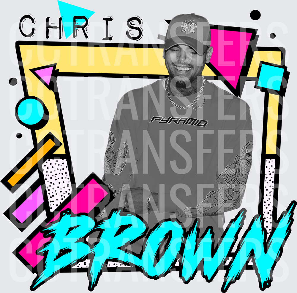 Chris Brown Retro 90s Pop Art Graphic (DTF)