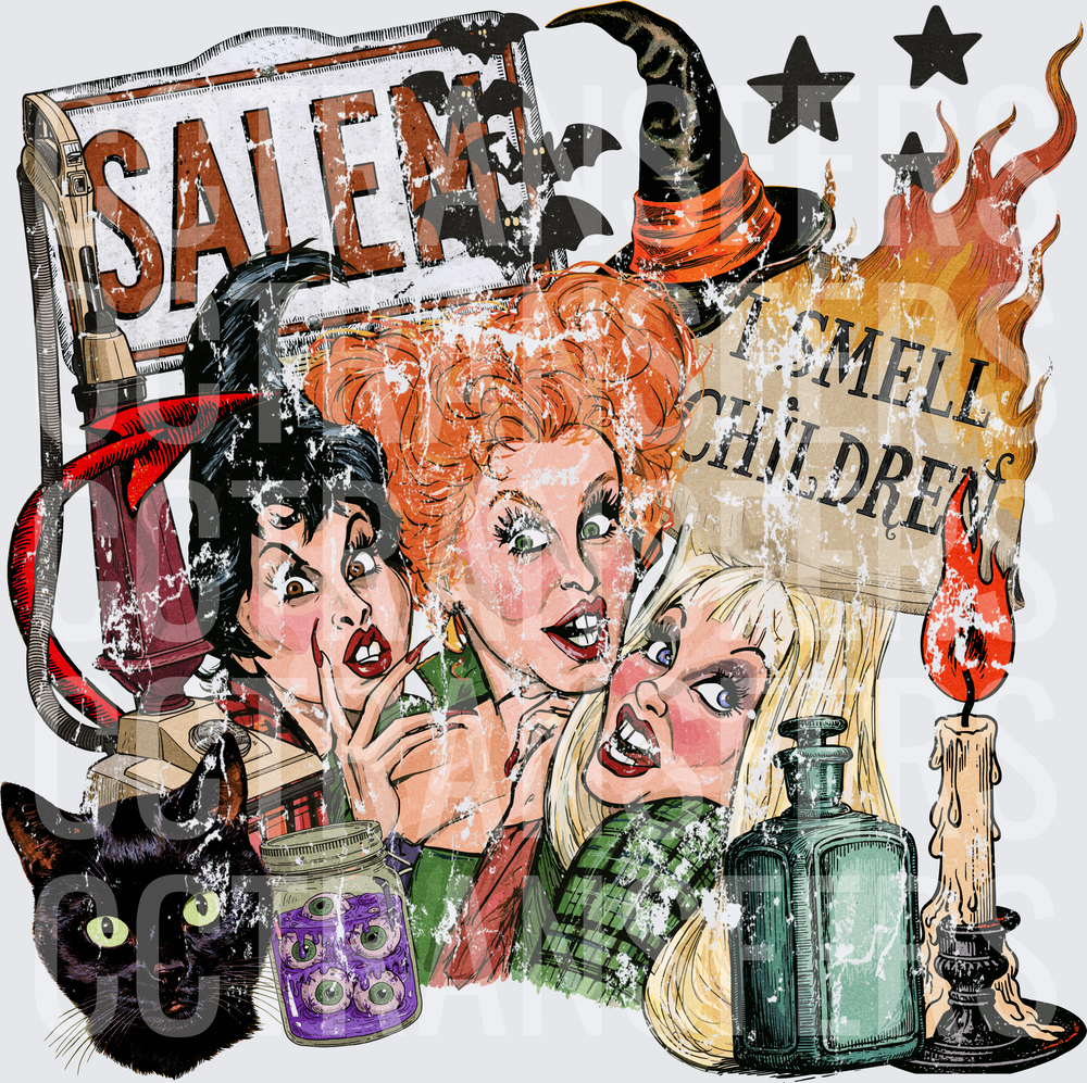 Salem I Smell Children Three Witches Halloween Collage (DTF)