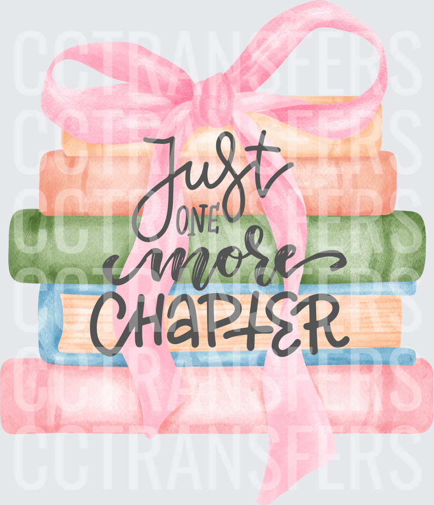 Just One More Chapter Stacked Books Pink Bow (DTF)