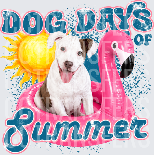 Dog Days of Summer Puppy on Pink Flamingo Float (DTF)
