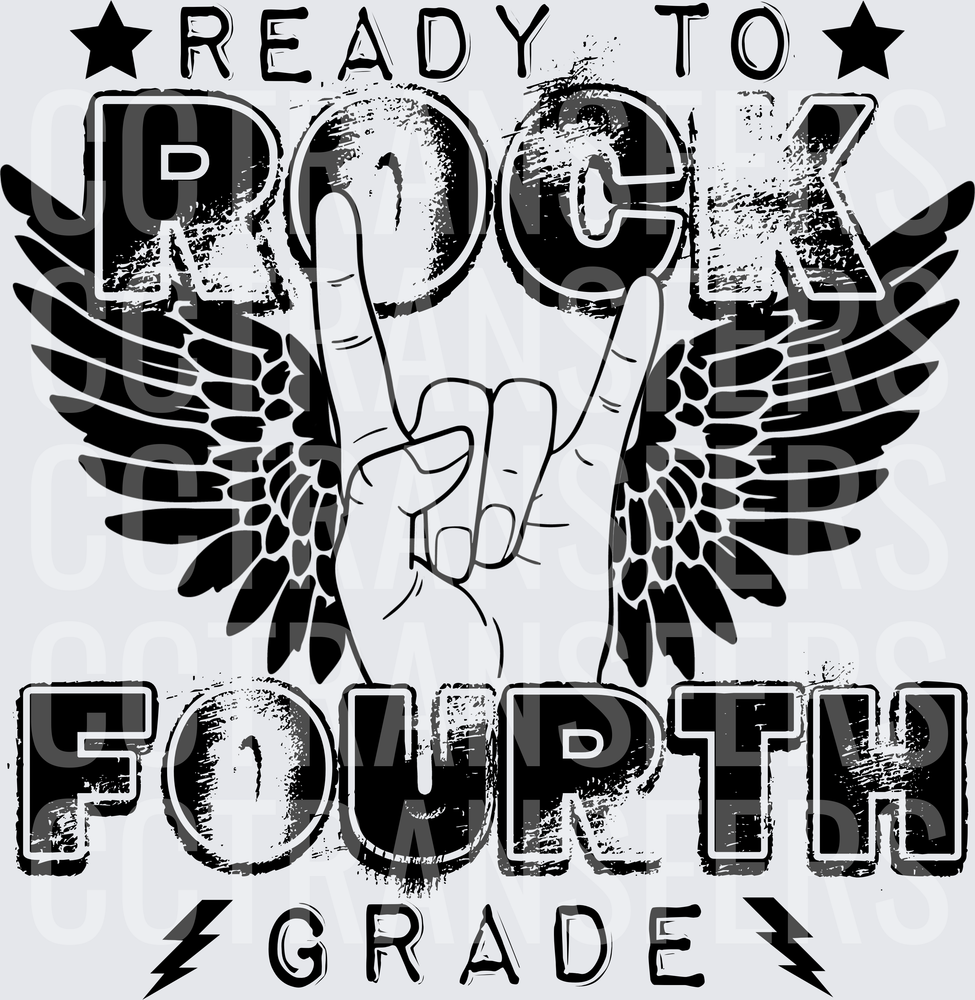 Ready To Rock Fourth Grade Wings Rock Hand Sign (DTF)