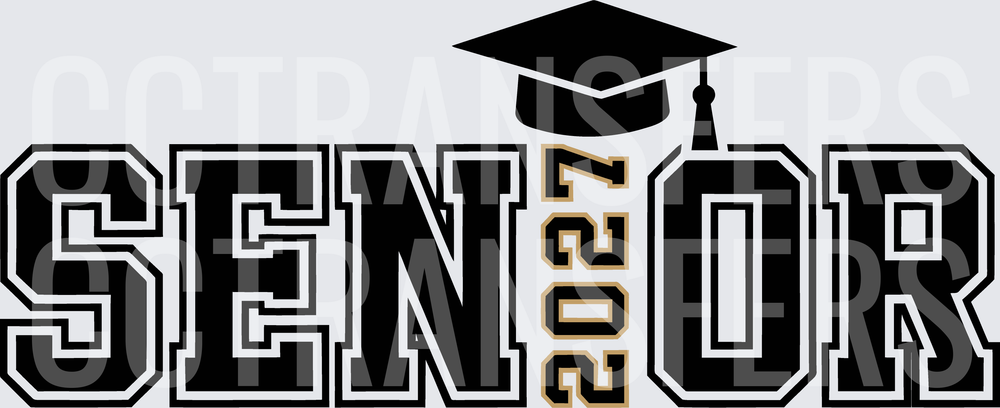 Senior 2027 Bold Varsity Graduation Cap Block Letters (DTF)