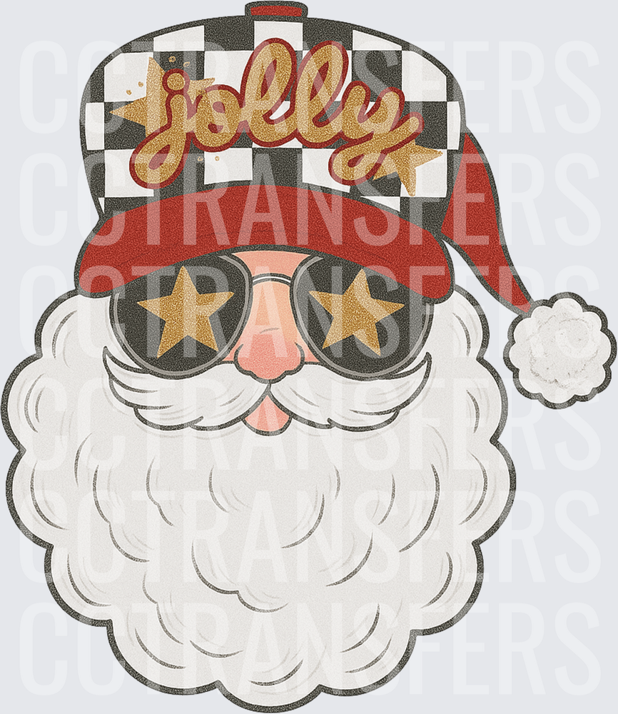Jolly Santa Checkered Hat Star Sunglasses (DTF)