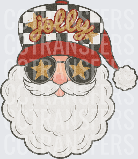 Jolly Santa Checkered Hat Star Sunglasses (DTF)
