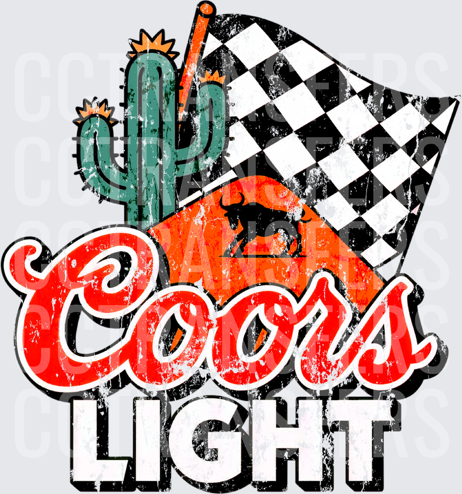 Coors Light Racing Checkered Flag Cactus Bull Vintage (DTF)