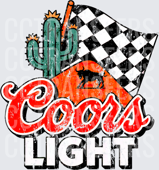 Coors Light Racing Checkered Flag Cactus Bull Vintage (DTF)