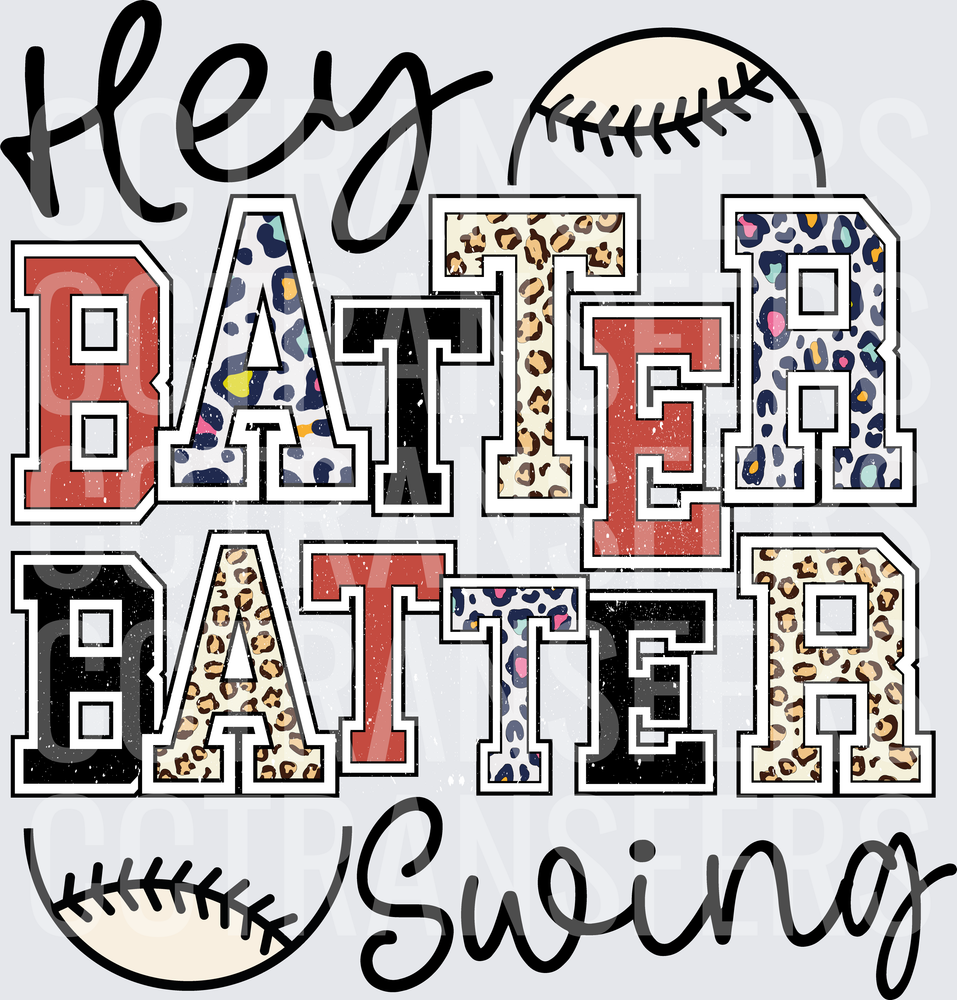 Hey Batter Batter Swing Leopard Print Baseball (DTF)