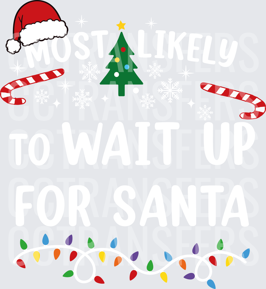 Christmas Holiday Icons Santa Hat Tree Candy Canes Lights (DTF)