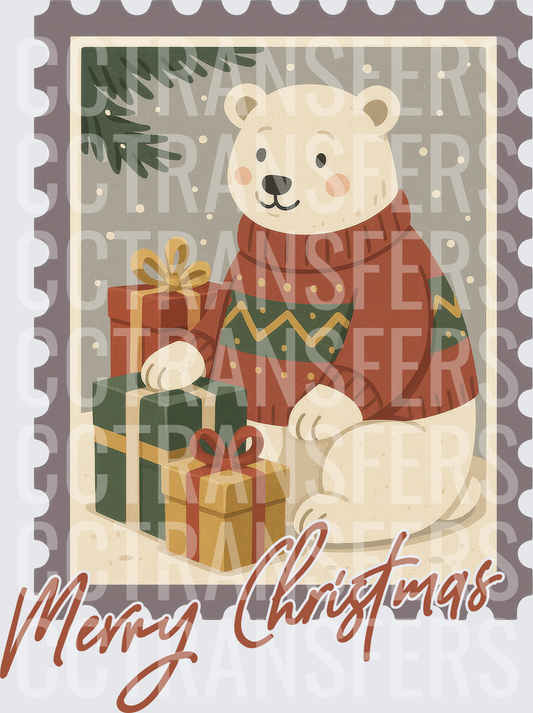 Merry Christmas Polar Bear Ugly Sweater Stamp (DTF)