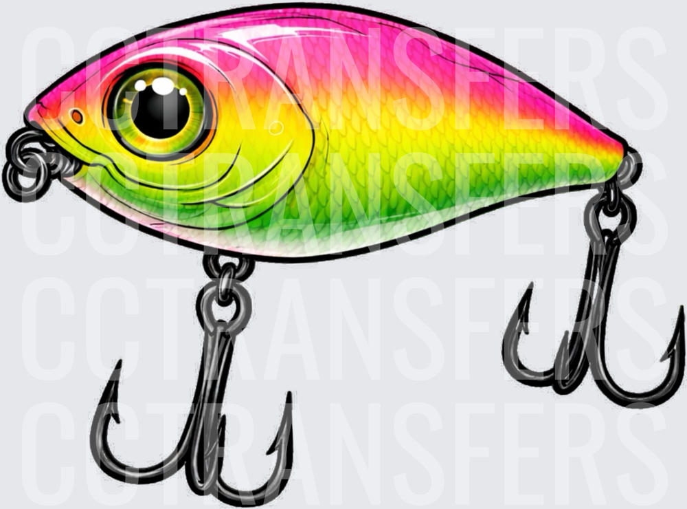 Neon Rainbow Crankbait Fishing Lure with Treble Hooks (DTF)
