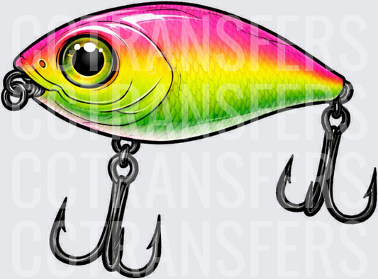 Neon Rainbow Crankbait Fishing Lure with Treble Hooks (DTF)