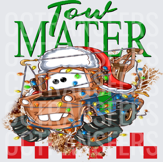 Tow Mater Christmas Lights Santa Hat Tow Truck (DTF)