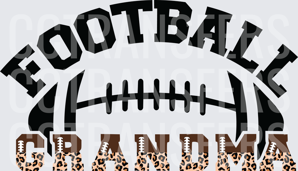 Football Grandma Leopard Print Bold Arch Design (DTF)