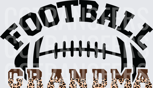 Football Grandma Leopard Print Bold Arch Design (DTF)
