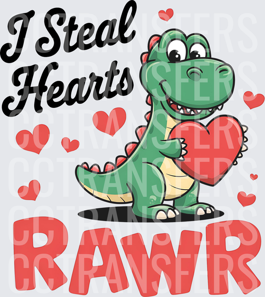 I Steal Hearts Rawr Cute Dinosaur Valentine (DTF)