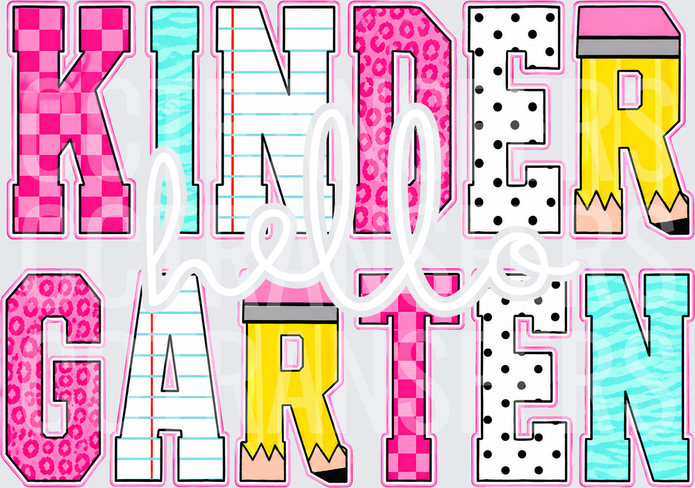 Kindergarten Patterned Letters School Design (DTF)