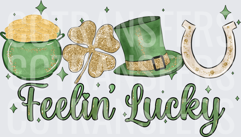 Feelin' Lucky St. Patrick's Day Icons Glitter Design (DTF)