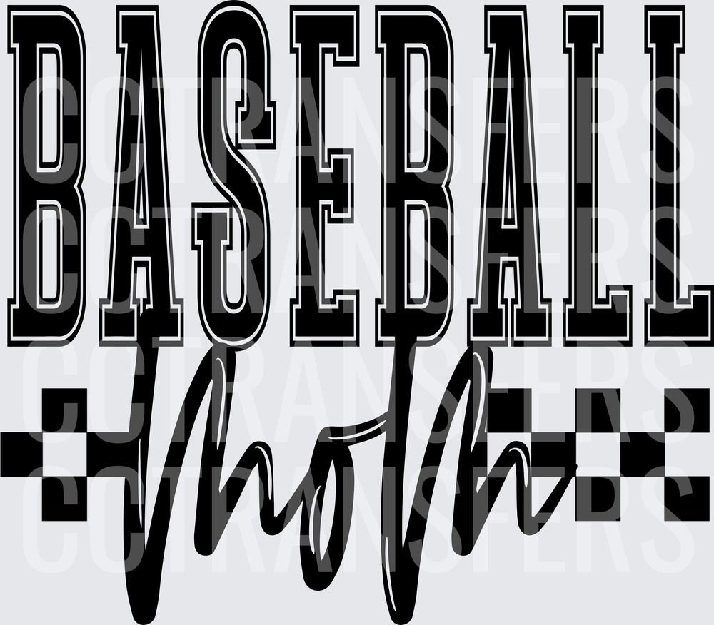Baseball Mom Varsity Checker Flag Script Design (DTF)