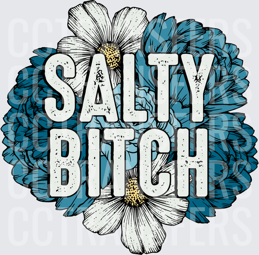 Salty Bitch Teal Floral Bouquet (DTF)
