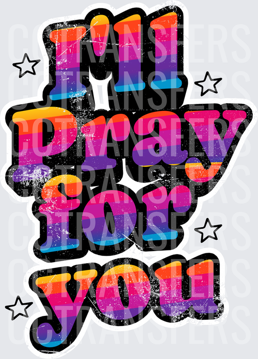 Retro Rainbow Grunge I'll Pray For You Stars (DTF)