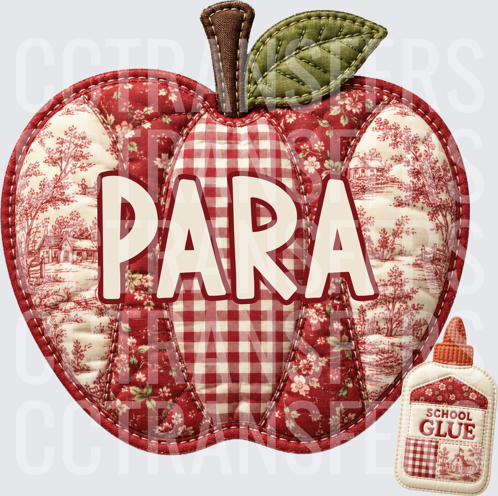 Quilted Patchwork Apple Para School Glue (DTF)