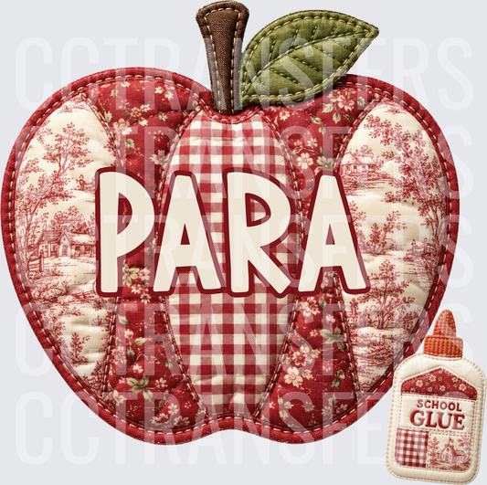 Quilted Patchwork Apple Para School Glue (DTF)
