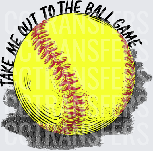 Take Me Out To The Ball Game Yellow Softball (DTF)