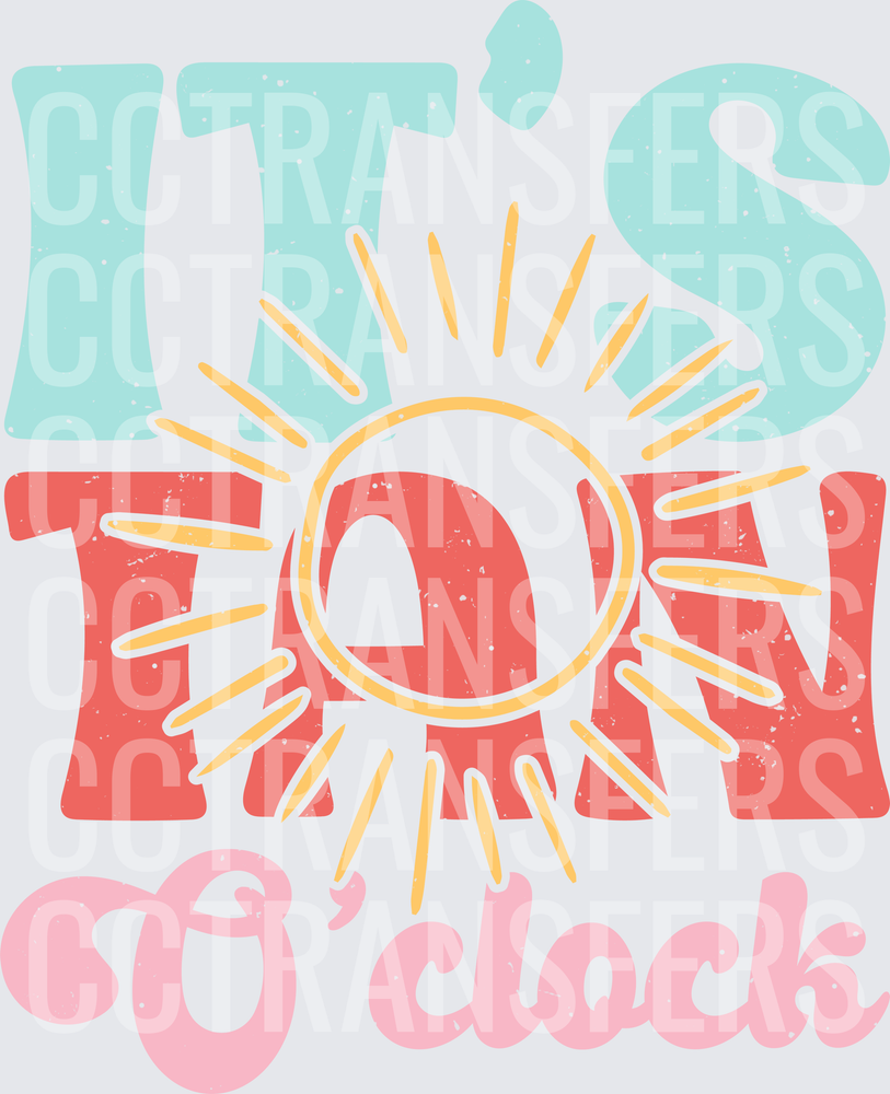 It's Fun O'Clock Retro Sun Distressed Lettering (DTF)