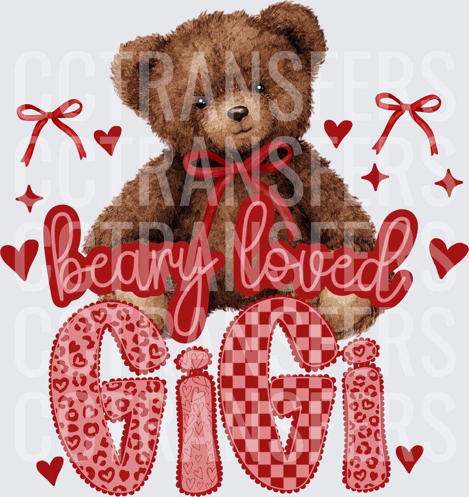Beary Loved Gigi Teddy Bear Valentine Hearts (DTF)