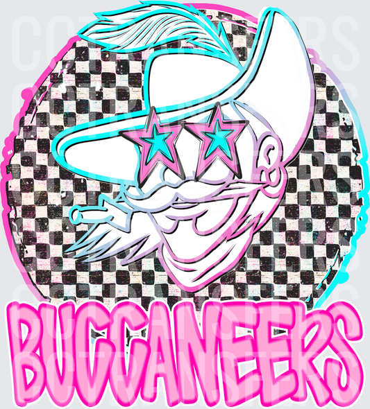 Retro Buccaneers Pirate Star Sunglasses Checkered (DTF)