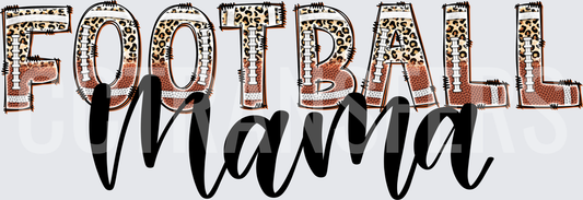 Football Mama Leopard and Pigskin Texture Lettering (DTF)