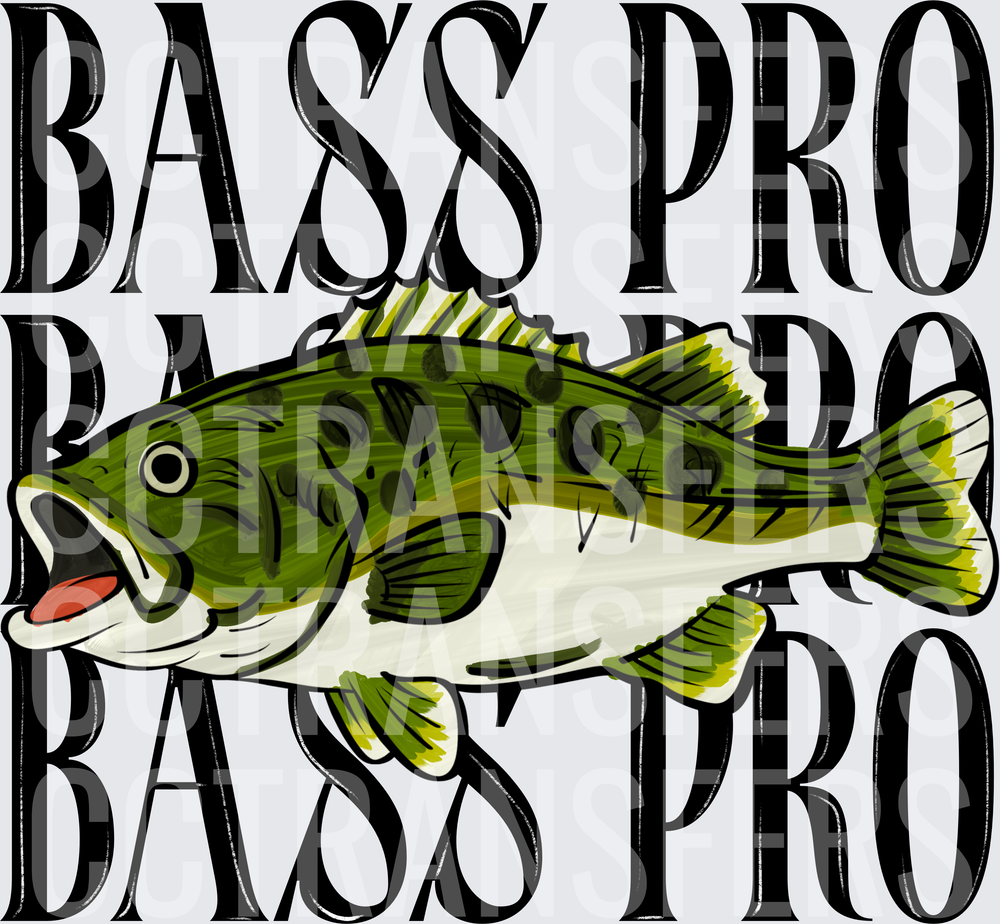 Bass Pro Largemouth Bass Fishing Repeat Text (DTF)
