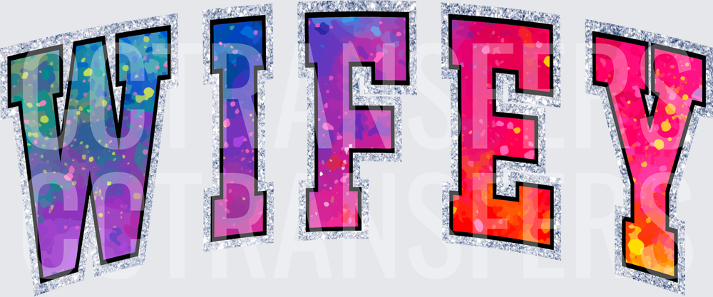Wifey Varsity Letters Colorful Glitter Galaxy (DTF)