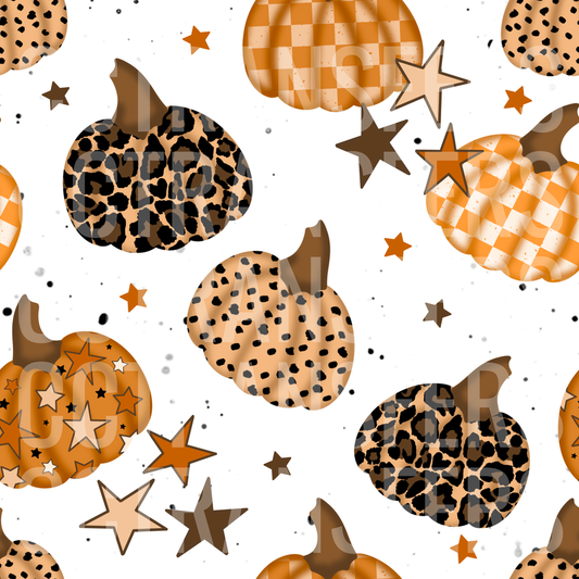 Boho Pumpkin Pattern Leopard Checkered Stars Fall (DTF)