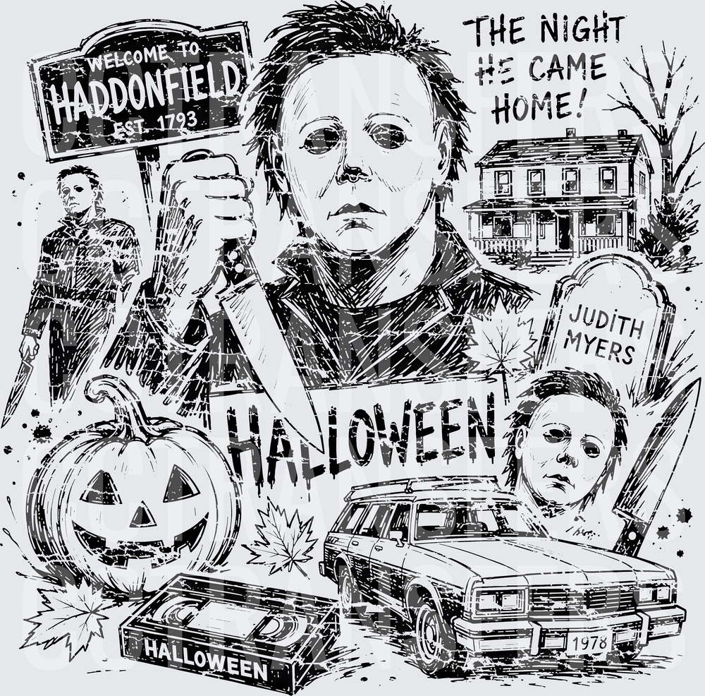 Halloween 1978 The Night He Came Home Haddonfield Collage (DTF)