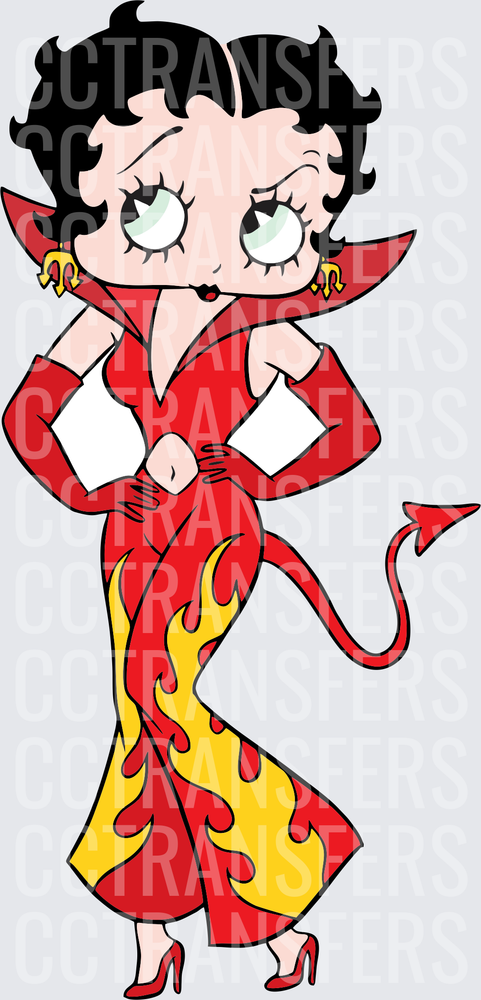 Cartoon Devil Girl Red Flame Dress Tail Gloves (DTF)
