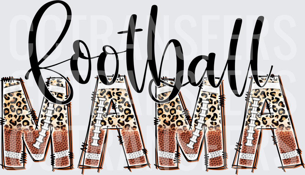 Football Mama Leopard Print Patterned Bold Letters (DTF)