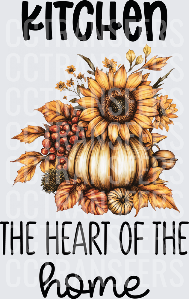 Kitchen The Heart Of The Home Fall Sunflower Pumpkin (DTF)