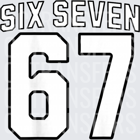 Six Seven 67 Bold Varsity Jersey Number Outline (DTF)