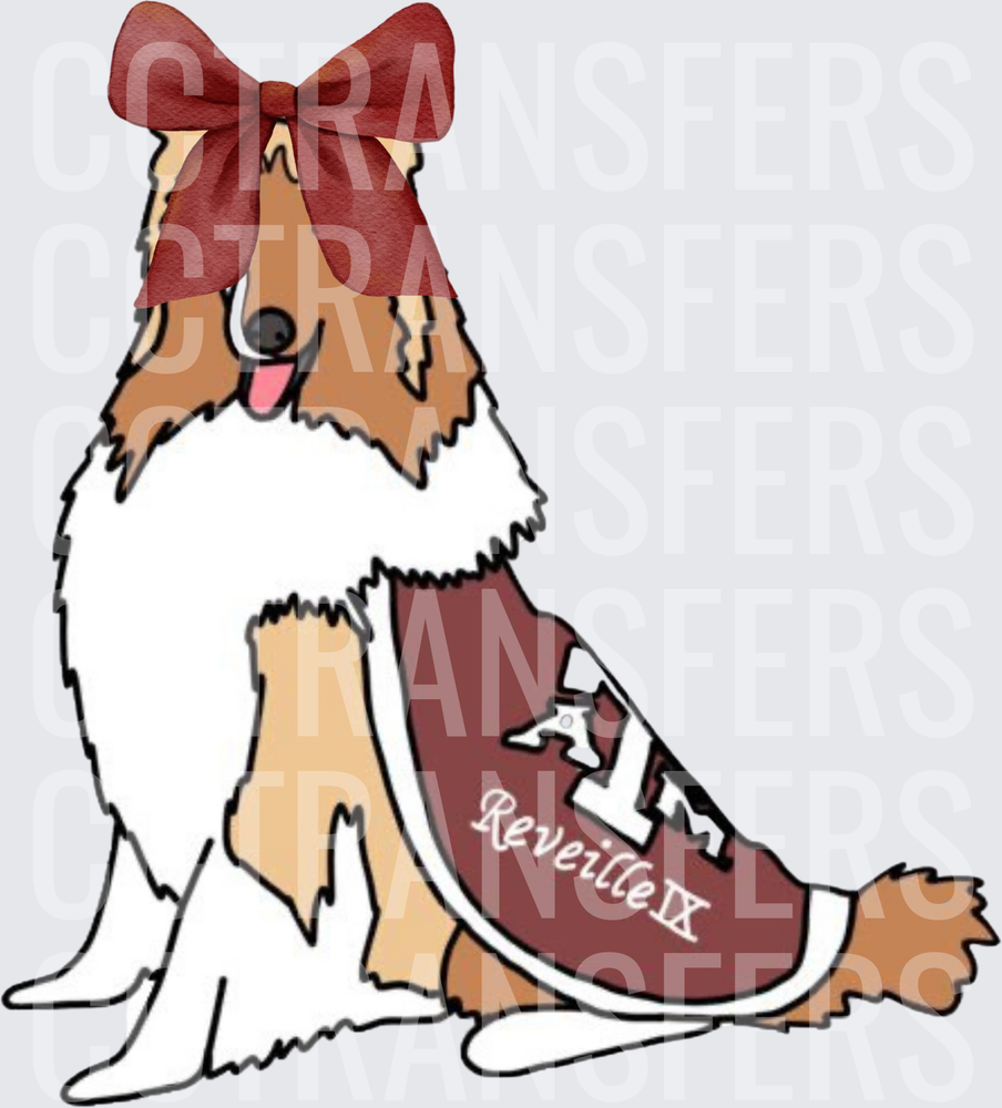 Collie Dog Maroon Bow ATM Reveille IX Blanket (DTF)